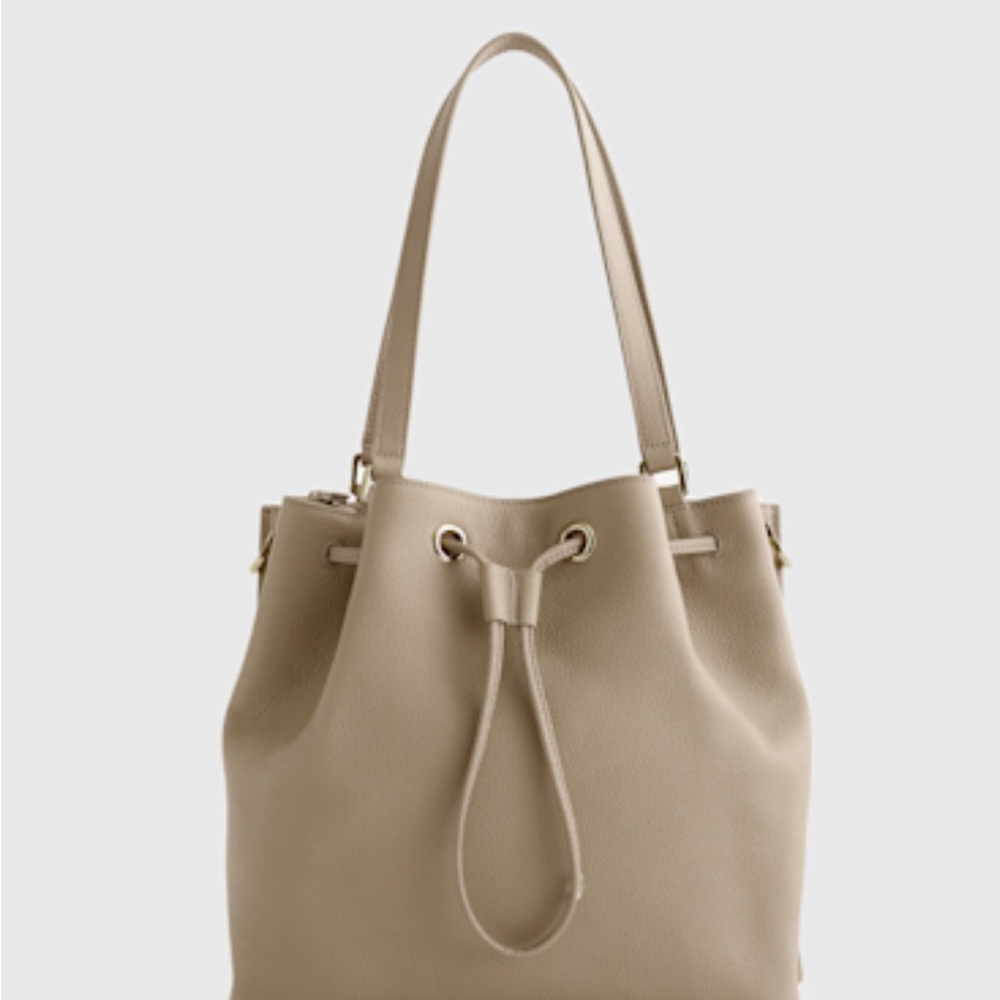 Elegant Taupe Bucket Bag